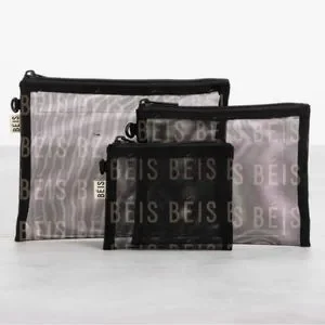 BEIS Bags Nwot Beis The Mesh Pouch Trio In Black Poshmark